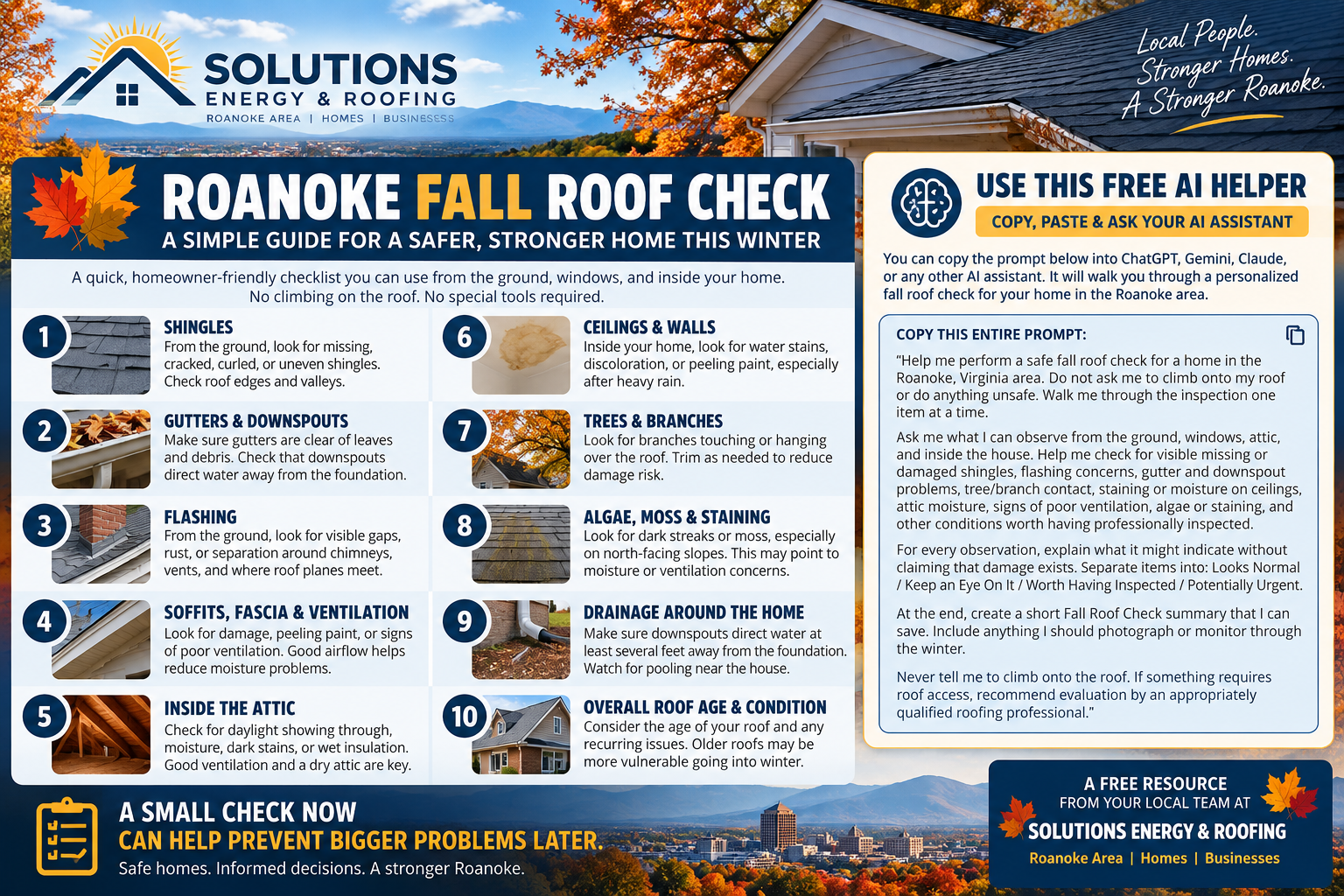 Solutions Energy & Roofing Roanoke Fall Roof Check homeowner guide